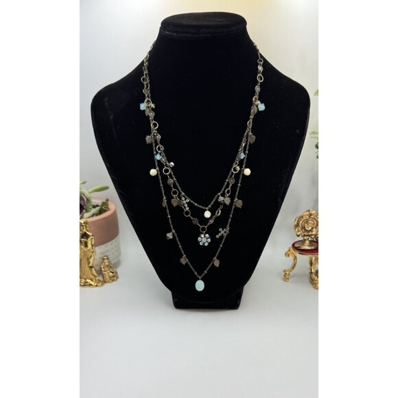 Liz Palacios Layered Necklace Crystal Beads Multi Strand Boho Vintage Jewelry - Picture 2 of 8